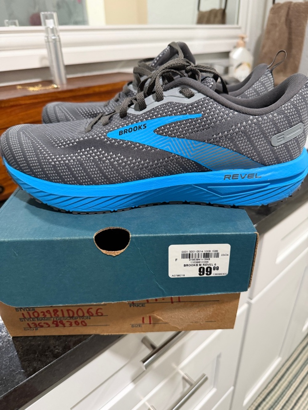 Brooks Revel Men's Gray and Blue Running Sneakers